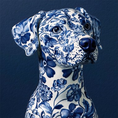 Hond in Delfts Blauw